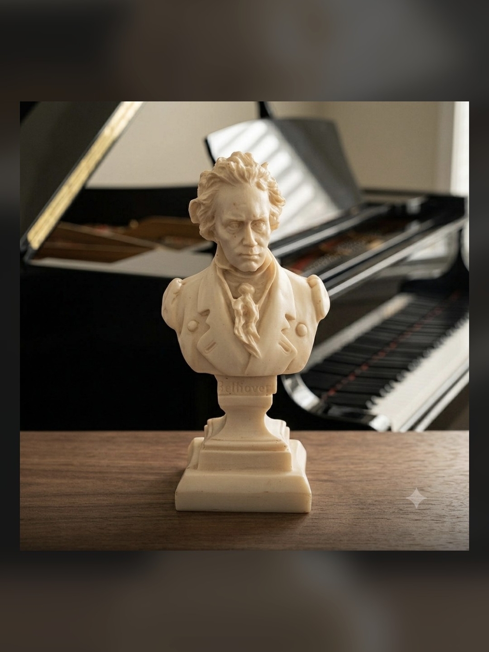 Vintage Beethoven Bust Made in Italy Ivory Square Base Home Decor